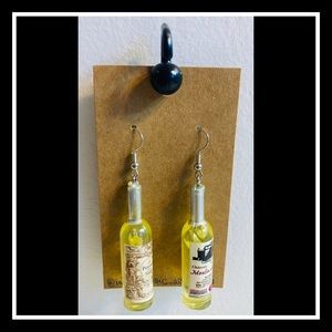 Handmade Wine Resin Bottle Drop Down Earrings